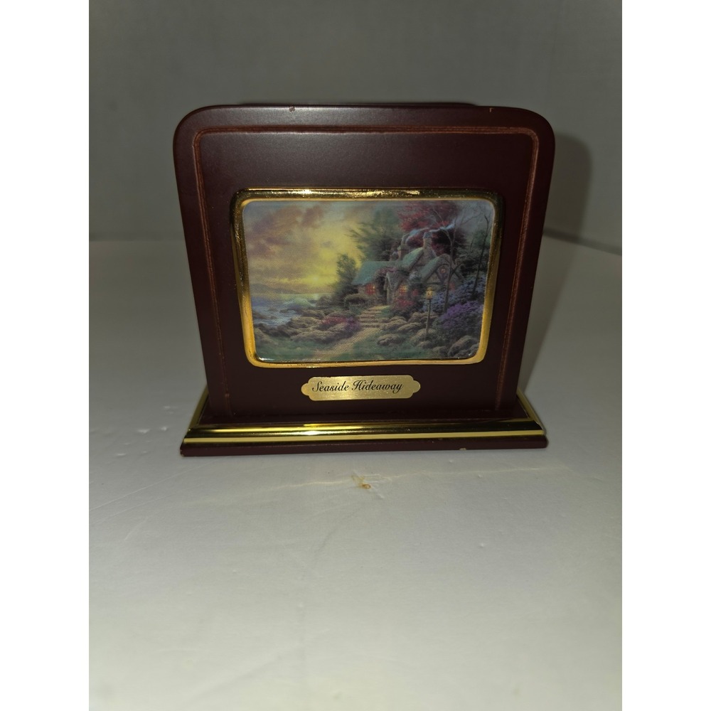Thomas Kinkade "Seaside Hideaway"‎ wooden napkin or letter holder